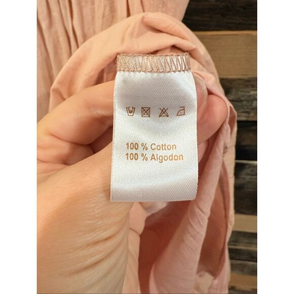Pampelone tiered ruffle maxi dress peach pink c cotton size Small - Picture 6 of 10